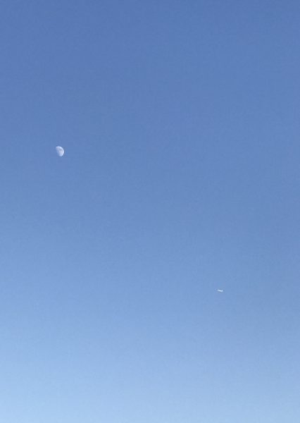 A plane is approaching the moon
